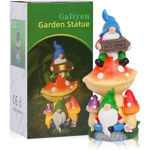 11.8'' Garden Gnome Outdoor Funny Solar Gnomes Figurine Garden Decor